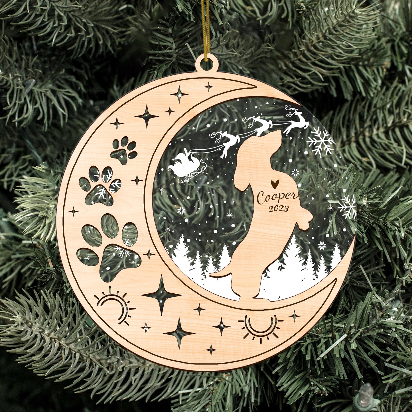 Netecom Dachshund Dog Memorial Suncatcher, Personalized Dachshund Christmas Ornament with Date Name, Bereavement Gifts for Loss of Pet, Dog Death Sympathy Gifts Pet Loss Sun Catchers, Dog Grief Gift