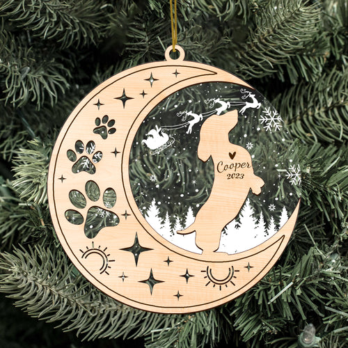 Netecom Dachshund Dog Memorial Suncatcher, Personalized Dachshund Christmas Ornament with Date Name, Bereavement Gifts for Loss of Pet, Dog Death Sympathy Gifts Pet Loss Sun Catchers, Dog Grief Gift