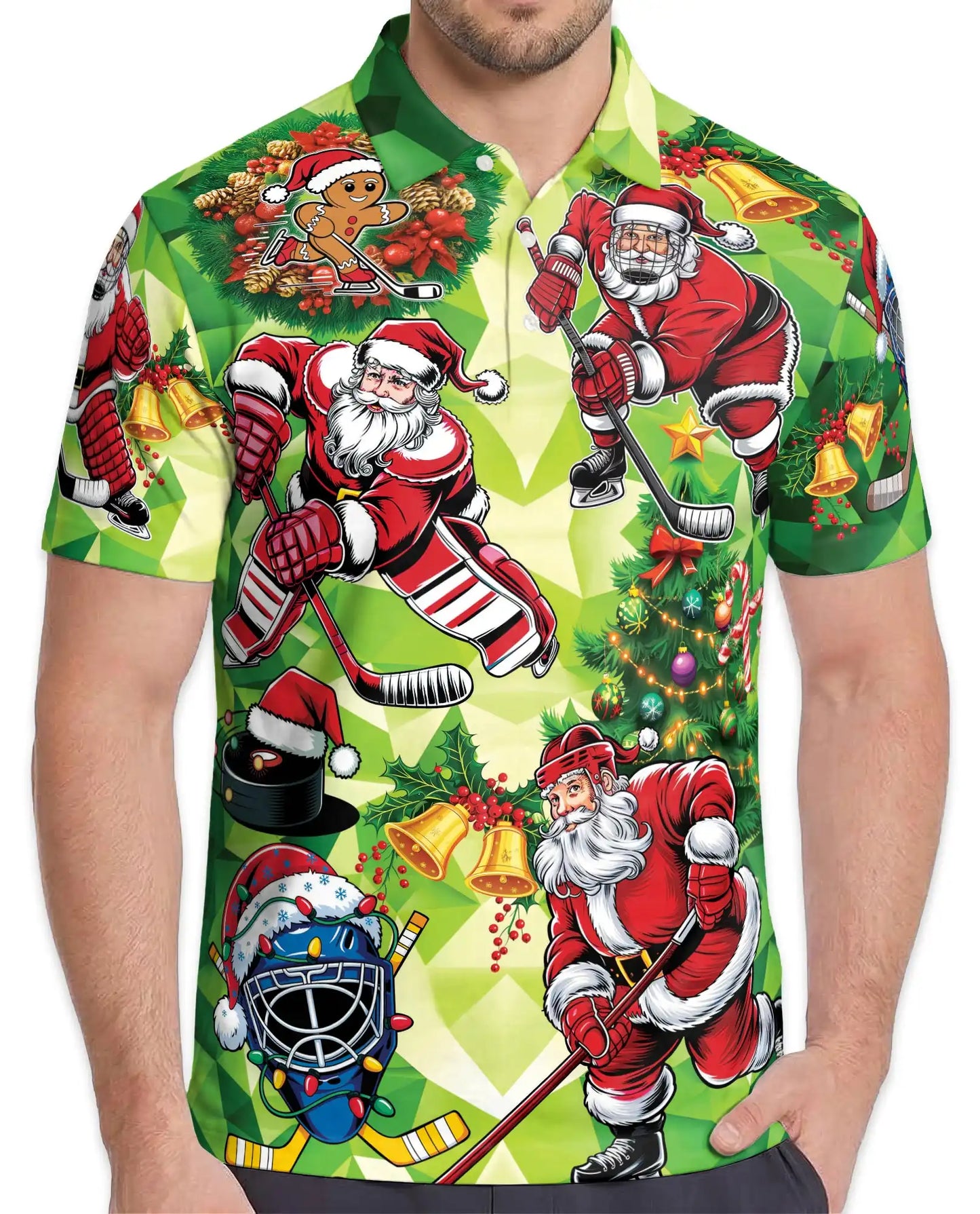 Christmas Hockey Santa Polo Shirt for Men – Festive Holiday Style | Netecom