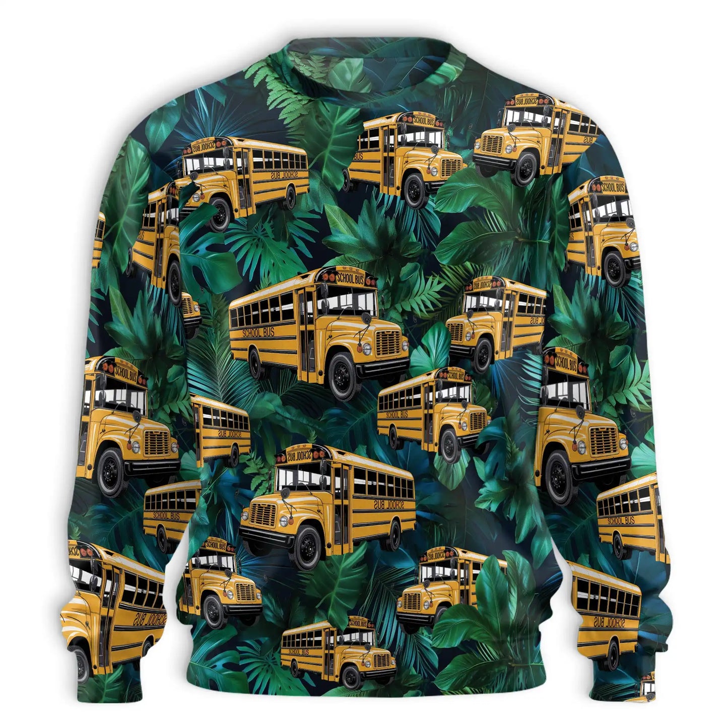 School Bus Sweatshirt, 3D All Over Print Yellow Bus Crewneck Pullover for Men Women, School Bus Lover Gift - Netecom