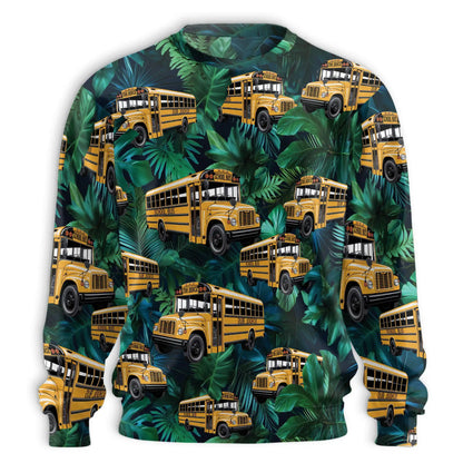School Bus Sweatshirt, 3D All Over Print Yellow Bus Crewneck Pullover for Men Women, School Bus Lover Gift - Netecom