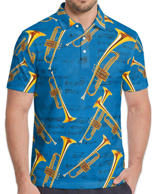 Trumpet Music Polo Shirt - Jazz Band Musician Style | Netecom