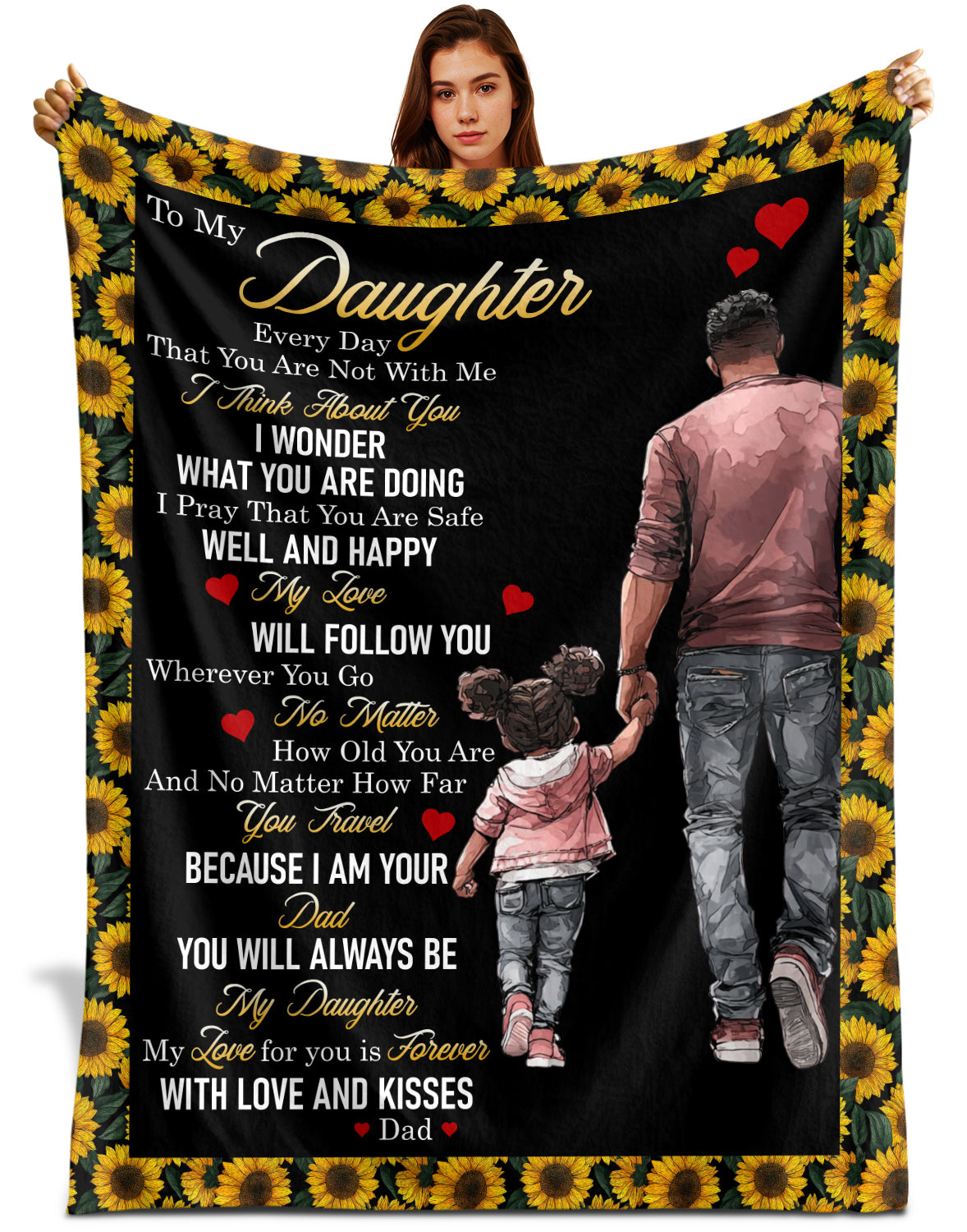 Netecom Personalized To My Daughter Blanket from Dad, Ultra Soft Cozy Plush Throw Blanket for Couch, Bed or Sofa, Birthday Gift for Daughter, Present for Christmas, Graduation