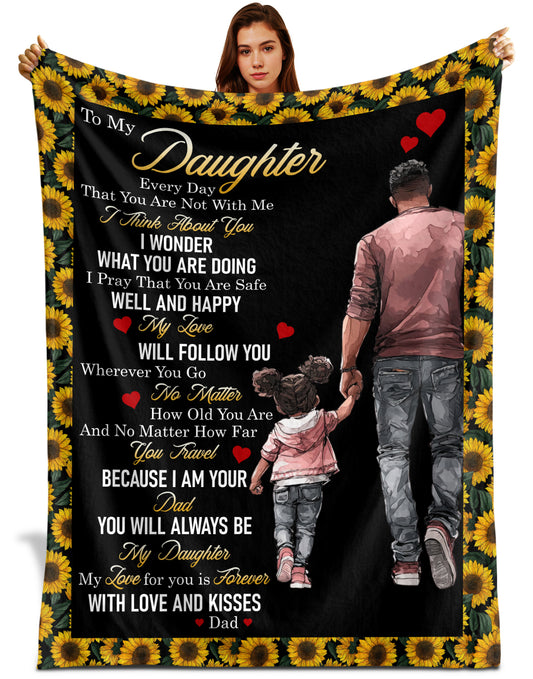 Netecom Personalized To My Daughter Blanket from Dad, Ultra Soft Cozy Plush Throw Blanket for Couch, Bed or Sofa, Birthday Gift for Daughter, Present for Christmas, Graduation