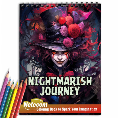 Nightmarish Journey Spiral Bound Coloring Book, Dive into the Depths of Your Imagination with This Nightmarish Journey Coloring Experience