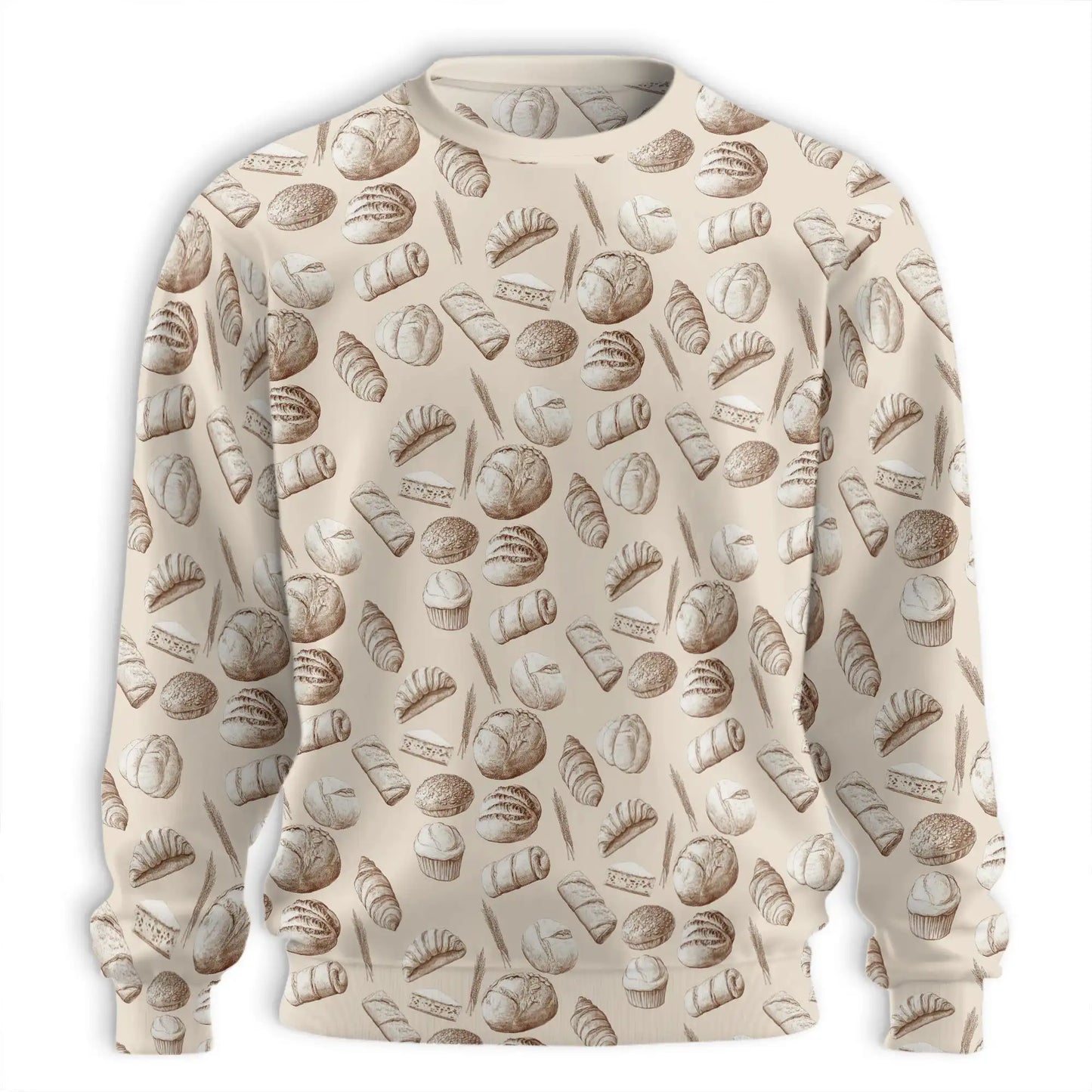 Vintage Drawn Bakery Sweatshirt, 3D All Over Print Retro Baking Crewneck Pullover for Men Women, Bakery Lover Gift - Netecom
