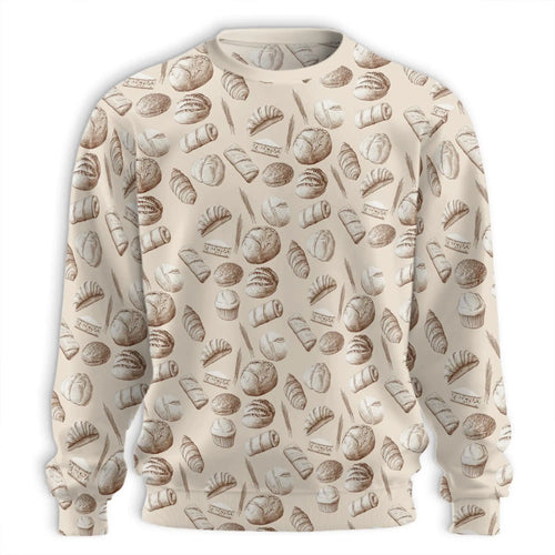 Vintage Drawn Bakery Sweatshirt, 3D All Over Print Retro Baking Crewneck Pullover for Men Women, Bakery Lover Gift - Netecom