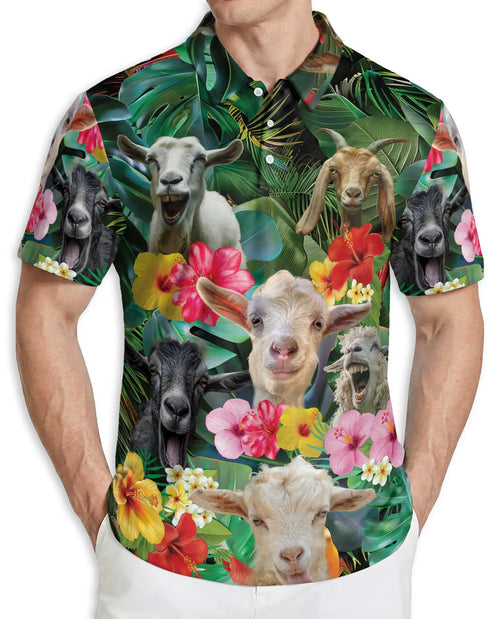 Funny Goat Hawaiian Polo Shirt | Netecom