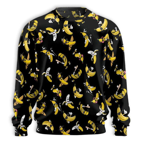 Banana Pattern Sweatshirt, 3D All Over Print Tropical Fruit Crewneck Pullover for Men Women, Banana Lover Gift - Netecom