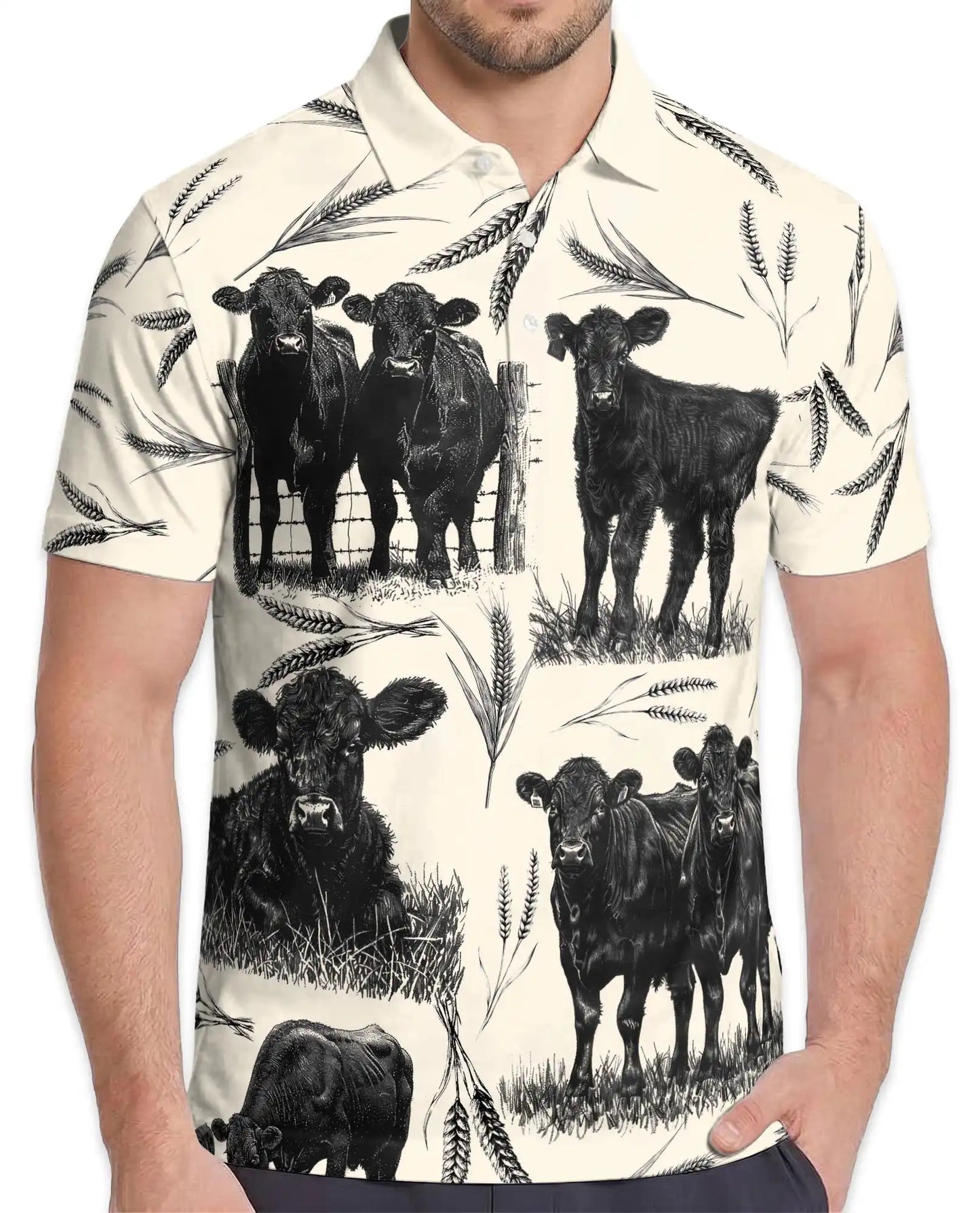 Black Angus Cattle Farm Polo Shirt-Rustic Ranch Country Design | Netecom
