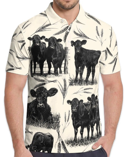 Black Angus Cattle Farm Polo Shirt-Rustic Ranch Country Design | Netecom