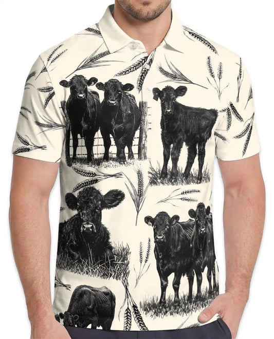Black Angus Cattle Farm Polo Shirt-Rustic Ranch Country Design | Netecom