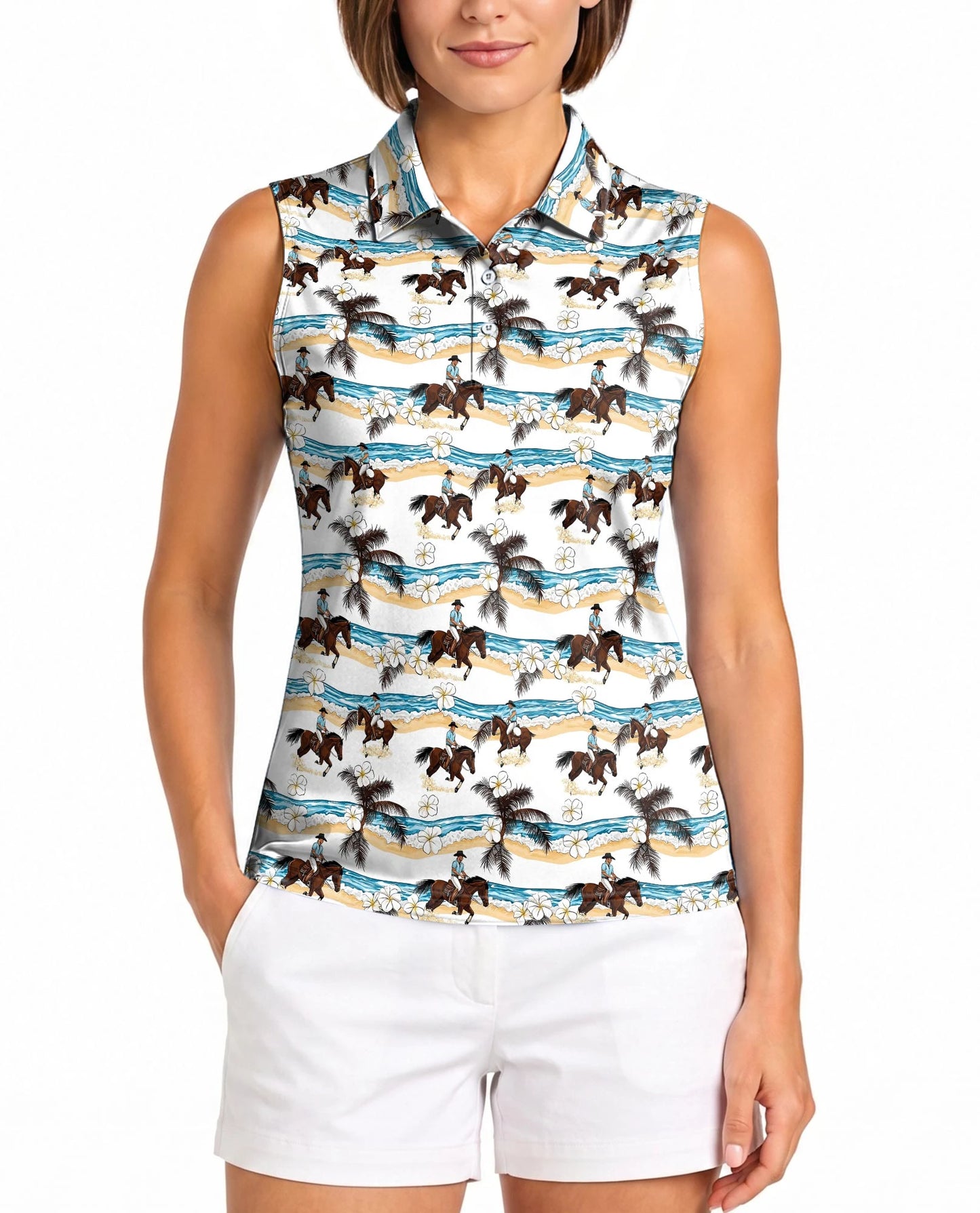 Western Rodeo Sleeveless Polo Shirt for Women | Netecom