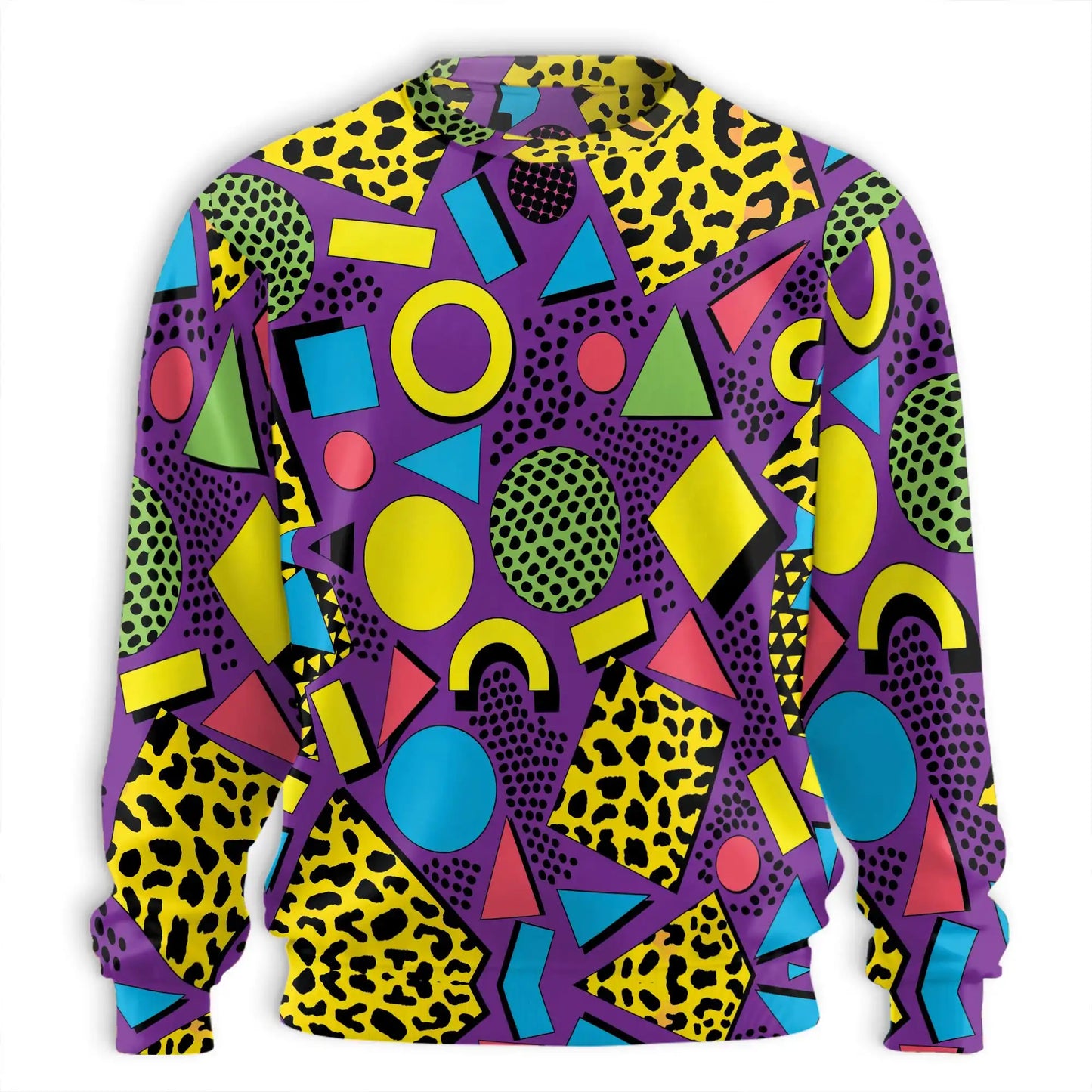 80s Retro Pattern Sweatshirt, 3D All Over Print Vintage Geometric Crewneck Pullover for Men Women, Retro 80s Lover Gift - Netecom
