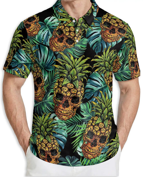 Pineapple Skull Polo Shirt - Tropical Gothic Island Style | Netecom
