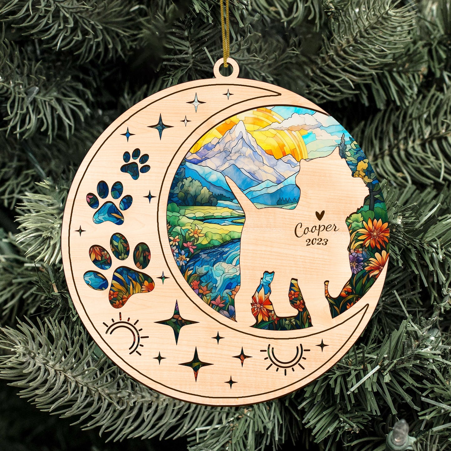 Netecom West Highland White Terrier Dog Memorial Suncatcher, Personalized Dog Christmas Ornament, Bereavement Gifts for Loss of Pet, Dog Death Sympathy Gift Pet Loss Sun Catchers, Dog Grief Gift