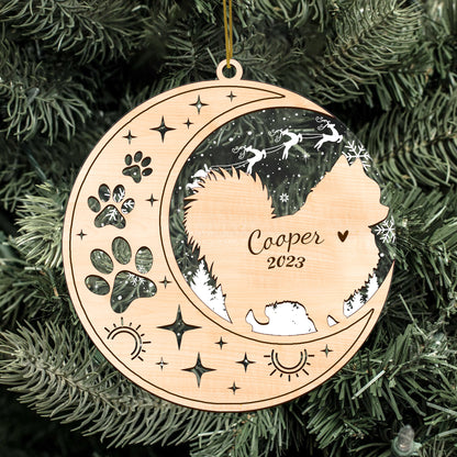 Netecom Pomeranian Dog Memorial Suncatcher, Personalized Pom Dog Christmas Ornament with Date Name, Bereavement Gifts for Loss of Pet, Dog Death Sympathy Gifts Pet Loss Sun Catchers, Dog Grief Gift