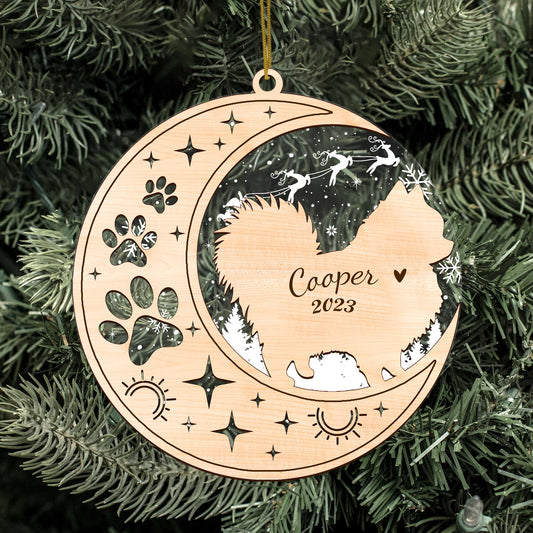 Netecom Pomeranian Dog Memorial Suncatcher, Personalized Pom Dog Christmas Ornament with Date Name, Bereavement Gifts for Loss of Pet, Dog Death Sympathy Gifts Pet Loss Sun Catchers, Dog Grief Gift