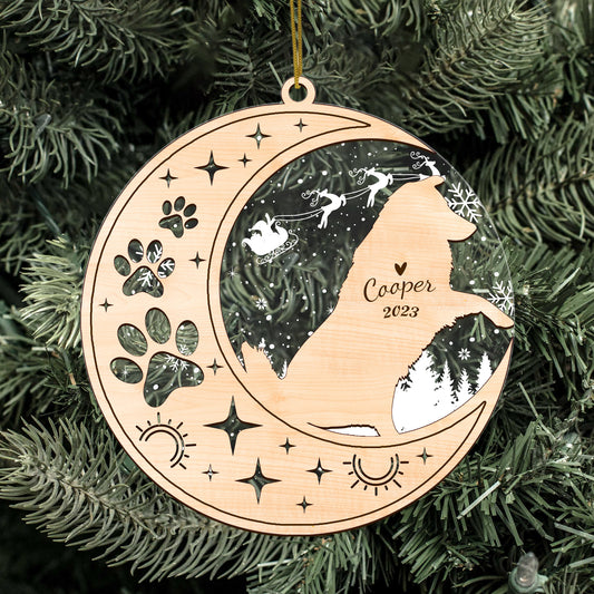 Netecom Australian Shepherd Dog Memorial Suncatcher, Personalized Dog Christmas Ornament with Date Name, Bereavement Gifts for Loss of Pet, Dog Death Sympathy Gifts Pet Loss Sun Catchers, Dog Grief Gift