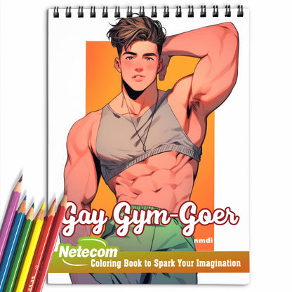 Gay Gym-Goer Spiral Bound Coloring Book, Explore the Vibrant World of LGBTQ+ Gym-Goers with 30 Exquisitely Illustrated Coloring Pages.