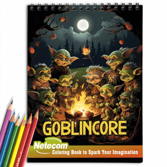 Goblin Spiral Bound Coloring Book, Dive into 30 Whimsical Goblin Coloring Pages for Fantasy Enthusiasts.