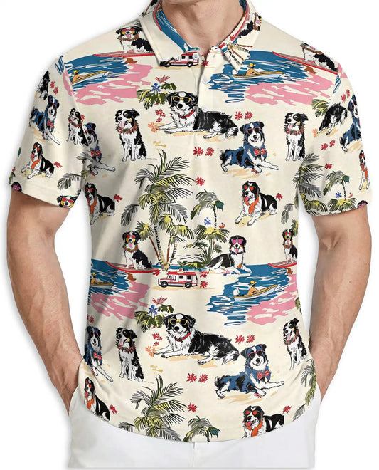 Australian Shepherd Dog Polo Shirt – Tropical Beach Print | Netecom