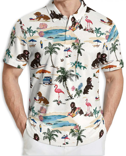 Newfoundland Dog Polo Shirt – Tropical Beach Print | Netecom