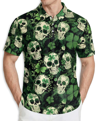 St. Patrick’s Day Skull Shamrock Polo Shirt | Netecom