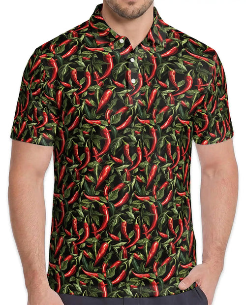 Red Chili Pepper Polo Shirt - Spicy Food Lover Style | Netecom