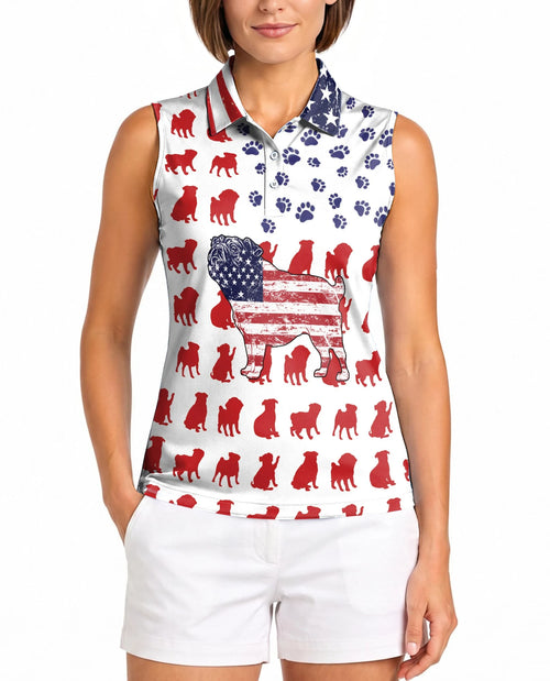 Pug Flag Sleeveless Polo Shirt for Women | Netecom