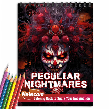 Peculiar Nightmares Spiral Bound Coloring Book, Journey into the Bizarre Realms of Peculiar Nightmares Through Detailed Coloring