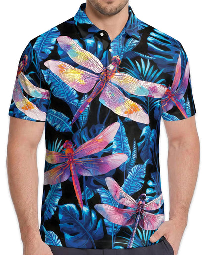 Dragonfly Blue Tropical Polo Shirt for Men – Island Nature Style | Netecom