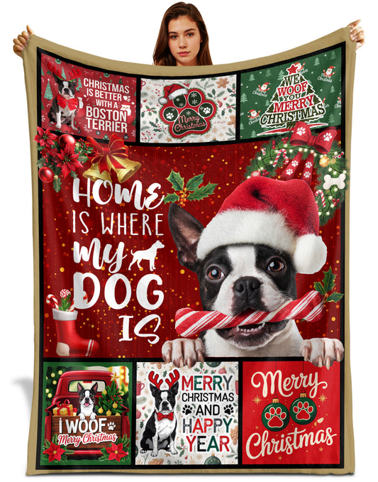 Netecom Christmas French Bulldog Blanket, Holiday Dog Lover Throw Blanket for Couch, Bed or Sofa, Ultra Soft Warm Gift for Christmas and Holiday