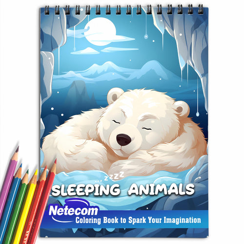 Sleeping Animal Spiral Bound Coloring Book, 30 Alluring Pages for Animal and Art Fans to Color and Celebrate the Serenity and Harmony of Sleeping Animals