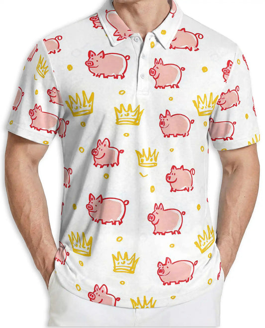 Royal Pig Polo Shirt – Cute Crown Animal Print | Netecom
