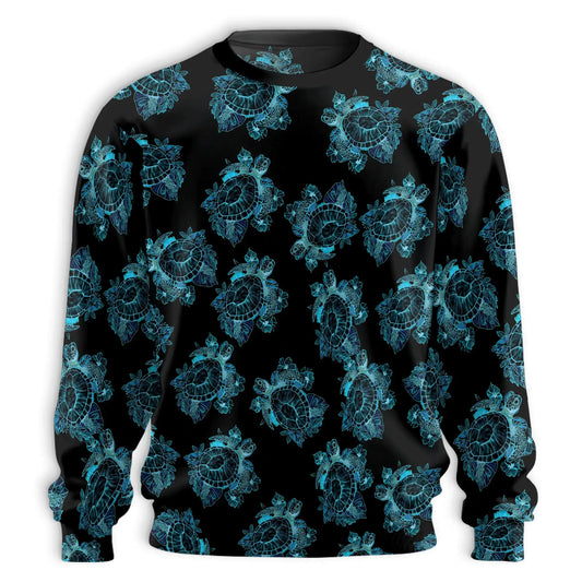 Turtle Summer Sweatshirt, 3D All Over Print Tropical Sea Turtle Crewneck Pullover for Men Women, Turtle Lover Gift - Netecom