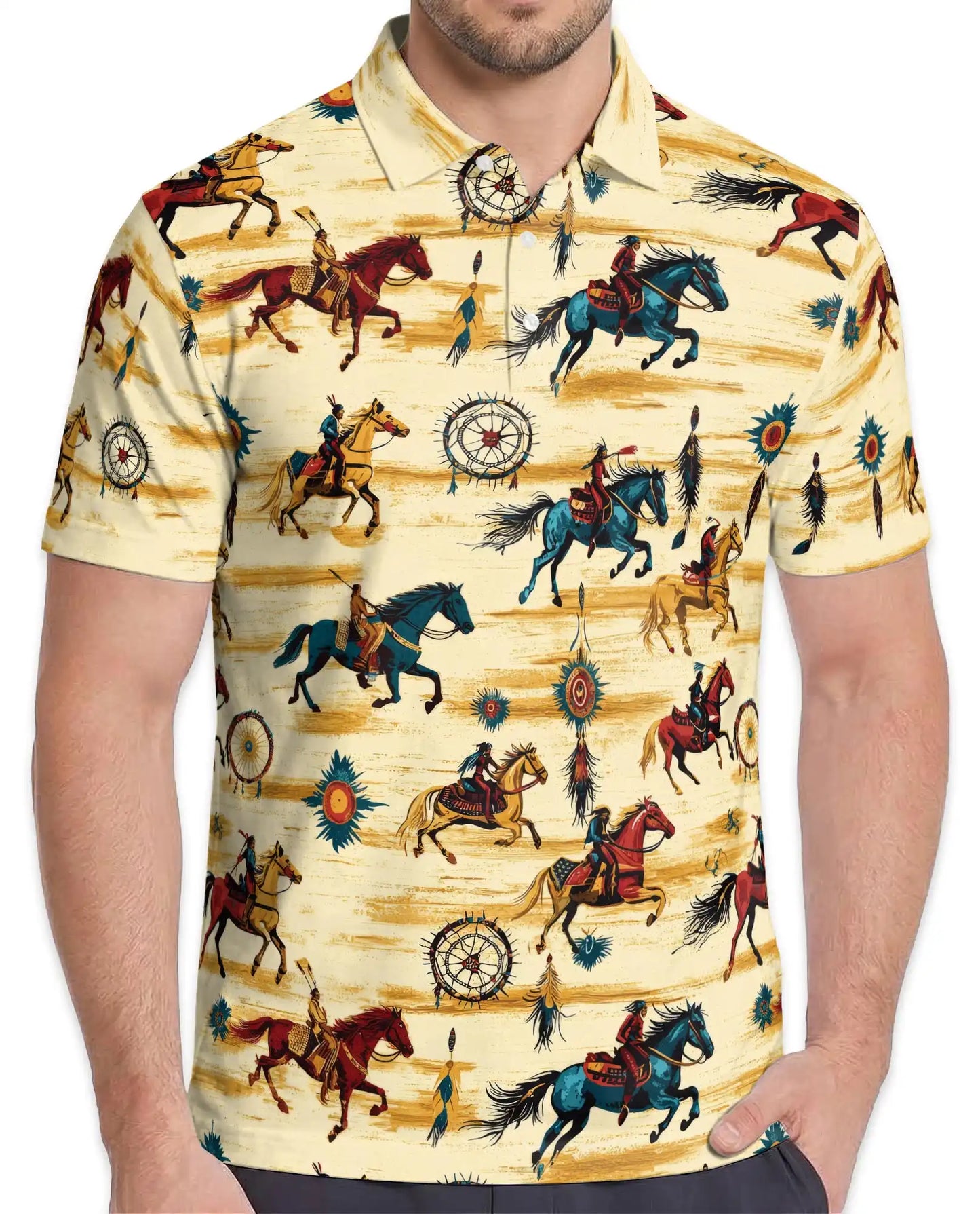 Native Horse Polo Shirt – Western Tribal Style | Netecom
