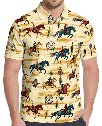 Native Horse Polo Shirt – Western Tribal Style | Netecom
