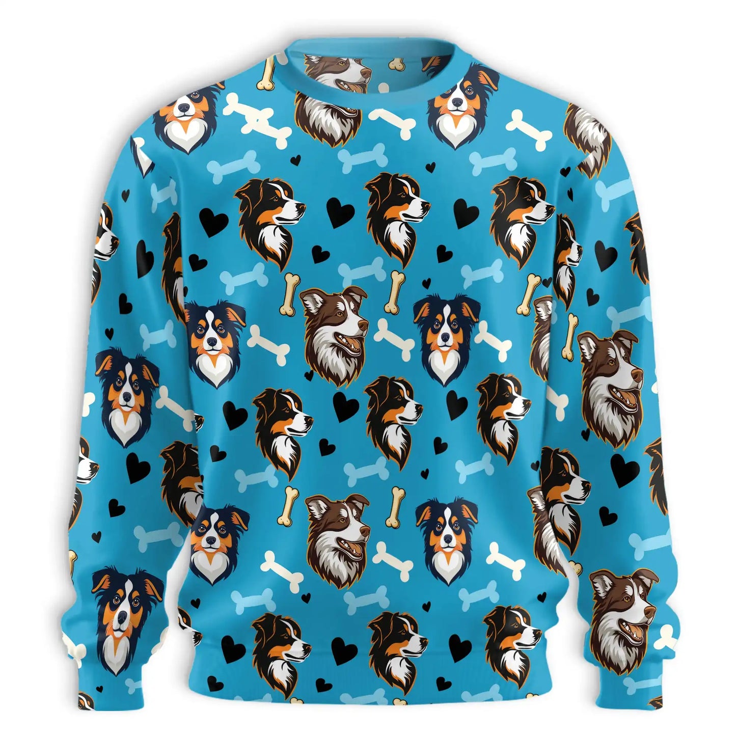 Australian Shepherd Sweatshirt, 3D All Over Print Aussie Dog Crewneck Pullover for Men Women, Australian Shepherd Lover Gift - Netecom