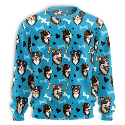 Australian Shepherd Sweatshirt, 3D All Over Print Aussie Dog Crewneck Pullover for Men Women, Australian Shepherd Lover Gift - Netecom