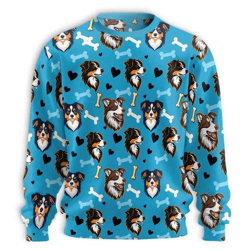 Australian Shepherd Sweatshirt, 3D All Over Print Aussie Dog Crewneck Pullover for Men Women, Australian Shepherd Lover Gift - Netecom