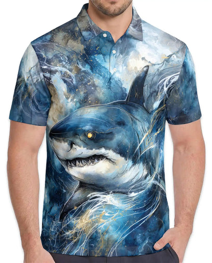 Shark Ocean Adventure Polo Shirt for Men – Dynamic Marine Design | Netecom