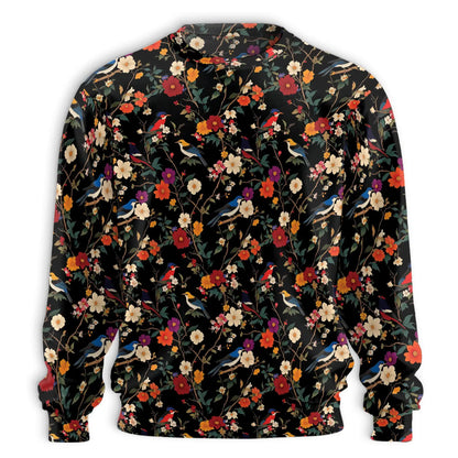 Bird Flower Sweatshirt, 3D All Over Print Floral Bird Crewneck Pullover for Men Women, Bird Lover Gift - Netecom