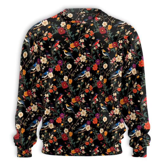 Bird Flower Sweatshirt, 3D All Over Print Floral Bird Crewneck Pullover for Men Women, Bird Lover Gift - Netecom