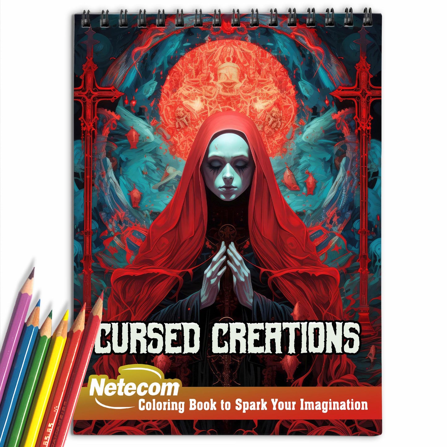 Cursed Creations Spiral Bound Coloring Book, Explore Sinister and Haunting Scenes in this Cursed Creations Coloring Experience