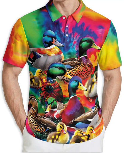 Mallard Duck Polo Shirt for Men- Colorful Duck Hunting Shirt | Netecom