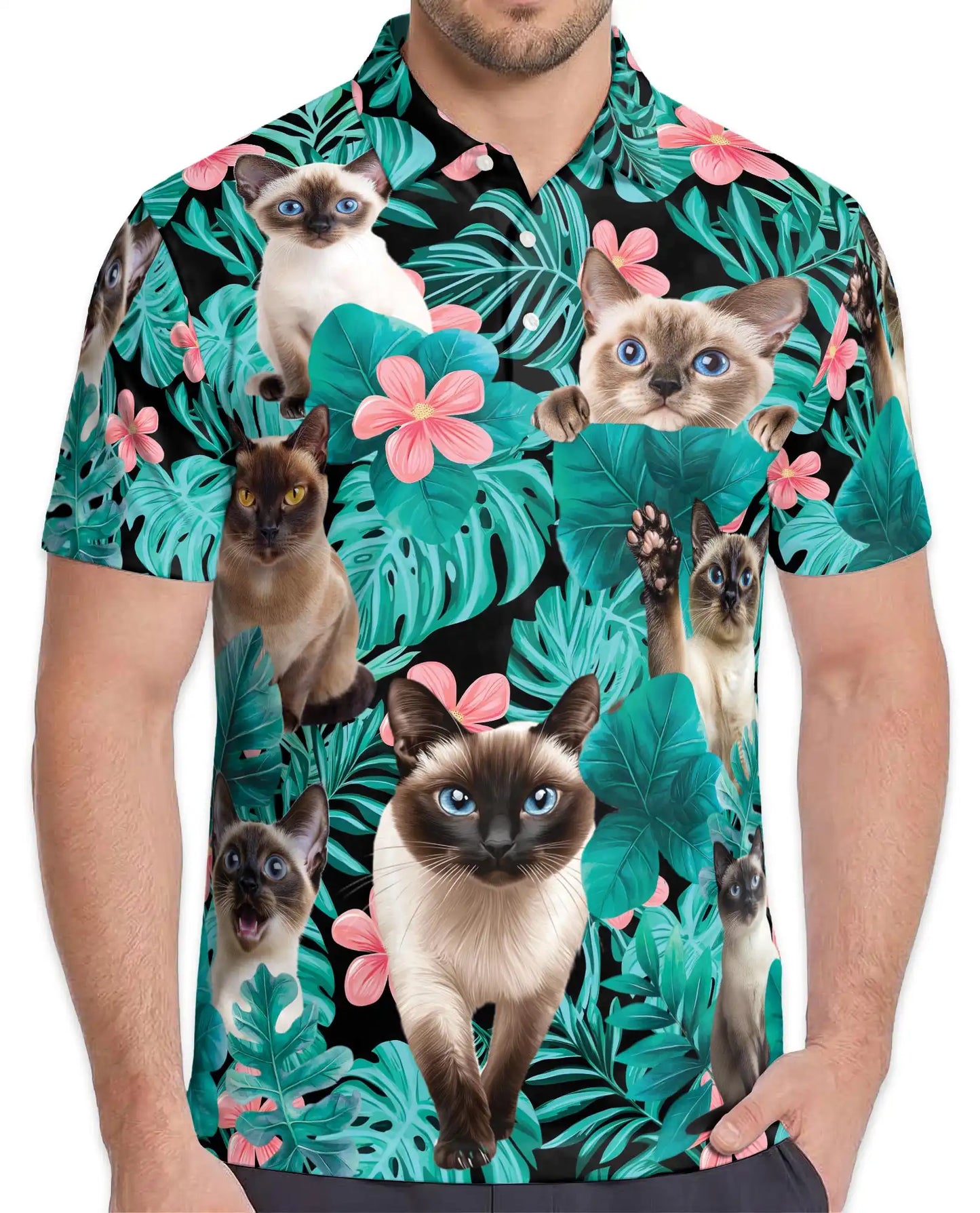 Siamese Cat Tropical Polo Shirt | Netecom