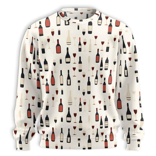 Red Wine Themed Sweatshirt, 3D All Over Print Wine Lover Crewneck Pullover for Men Women, Wine Enthusiast Gift - Netecom