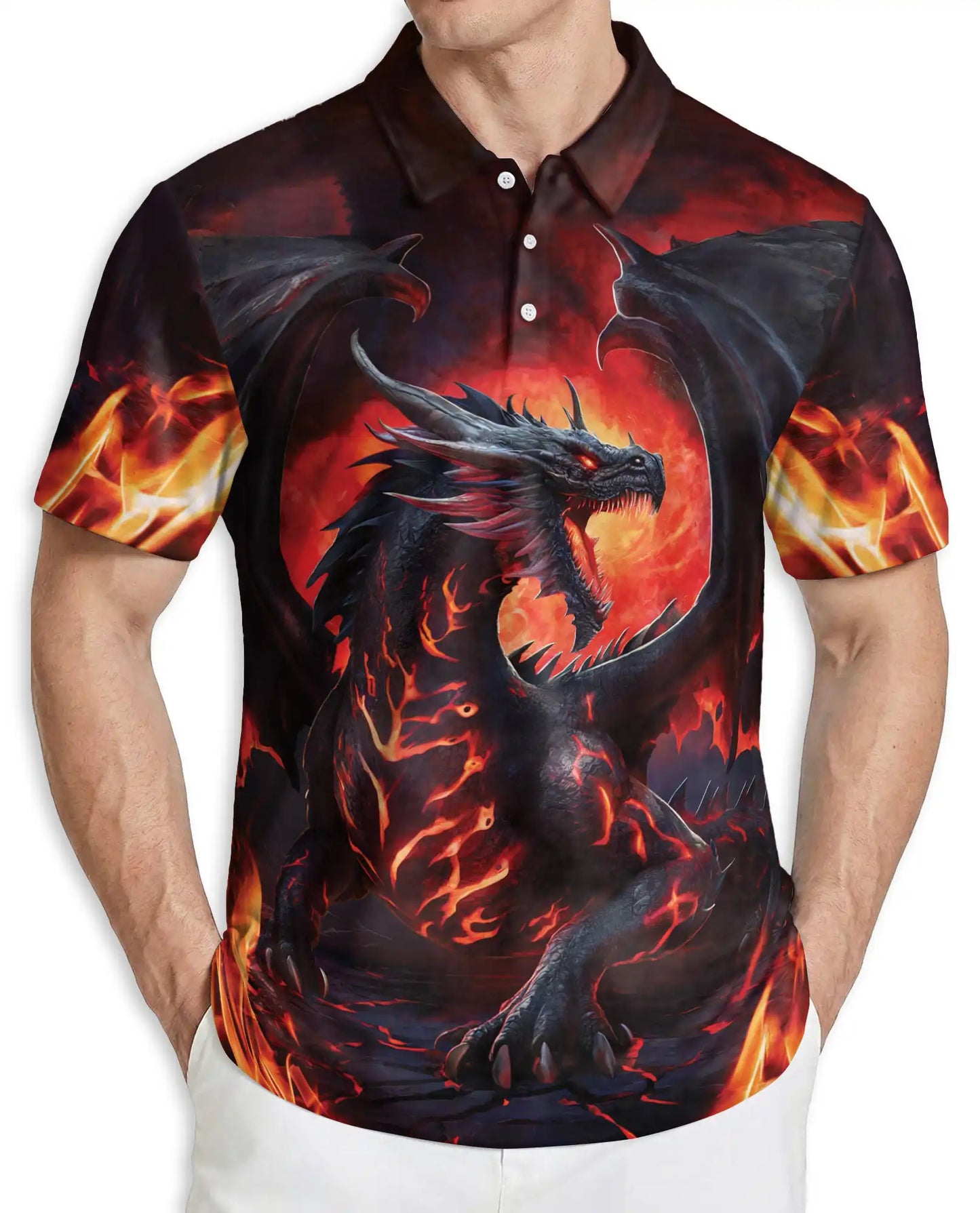 Fire Dragon Fantasy Polo Shirt | Netecom