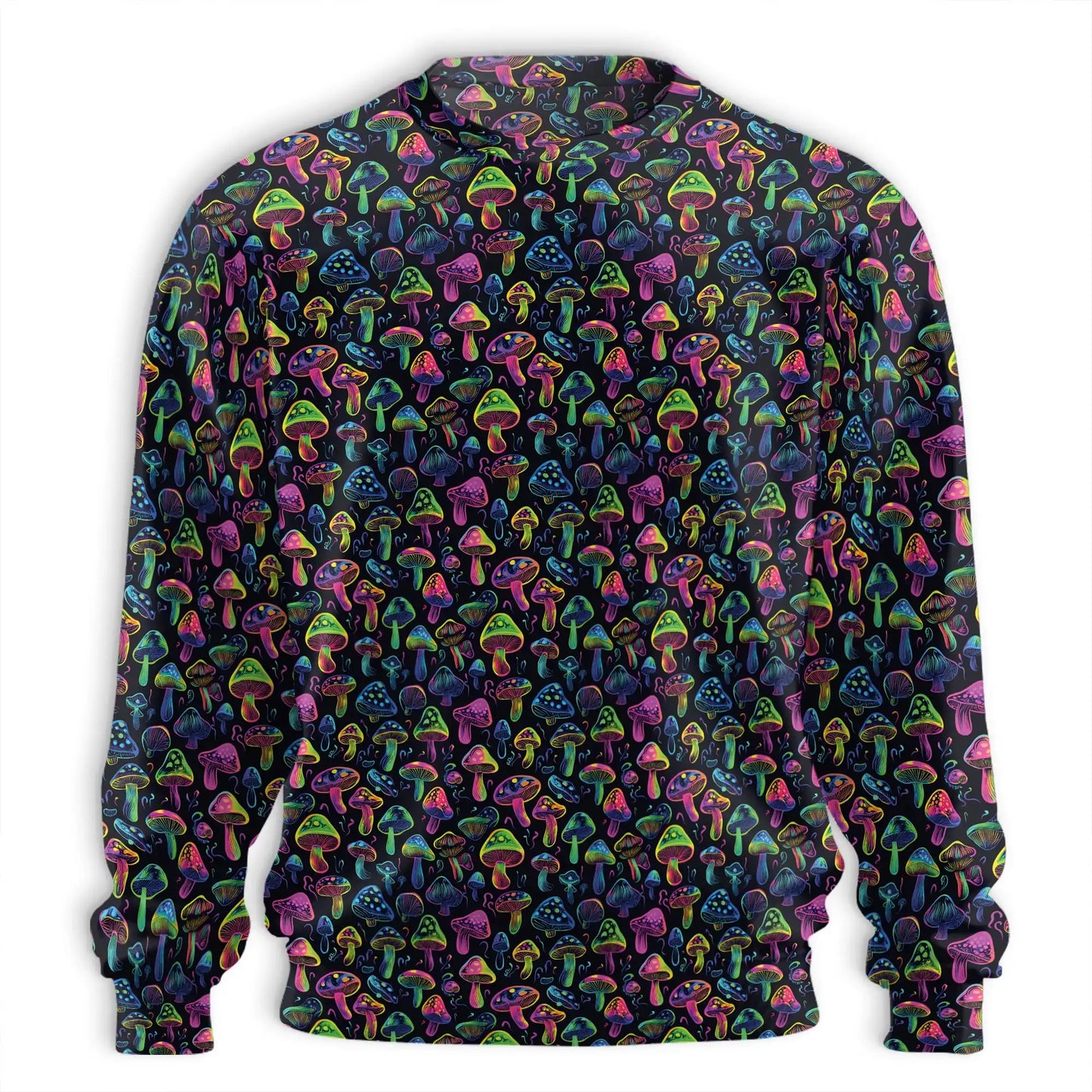 Neon Mushroom Sweatshirt, 3D All Over Print Psychedelic Fungi Crewneck Pullover for Men Women, Trippy Mushroom Lover Gift - Netecom
